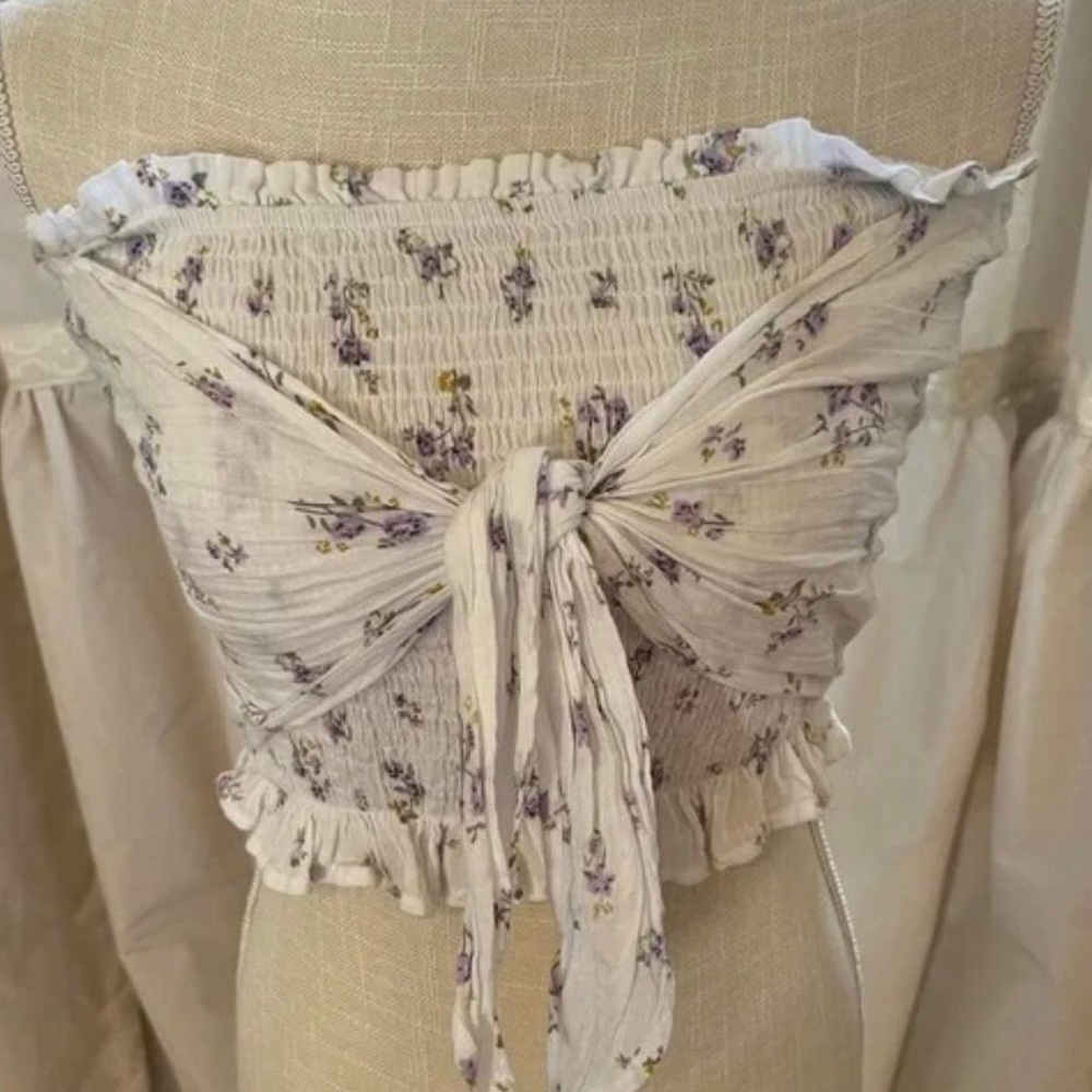 White with purple flowers tube top